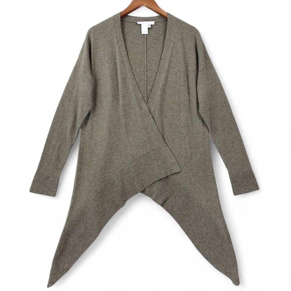 Stitch & Needle 100% Cashmere Cardigan MED Asymmetrical Drape Open Front Sweater